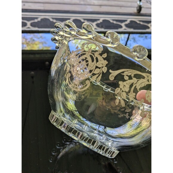 Heisey Lariat SilverOverlay “The Classic Butterfly” Vtg Glass Mayonnaise 7" Bowl - Picture 12 of 15